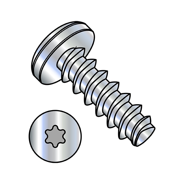 Thread Forming Screw, M3.5-1.65 x 12 mm, Zinc Plated Steel Pan Head Torx Drive, 9000 PK