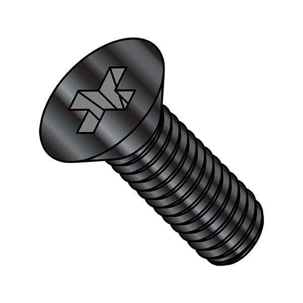 M6-1.00 x 12 mm Phillips Flat Machine Screw, Black Oxide Stainless Steel, 700 PK