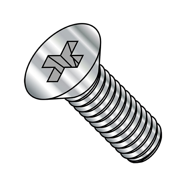 M8-1.25 x 50 mm Phillips Flat Machine Screw, Plain Stainless Steel, 250 PK