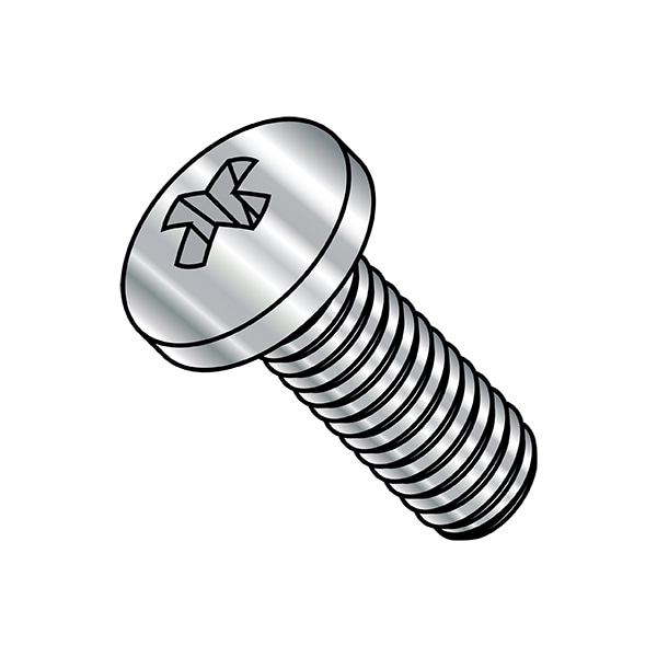 M6-1.00 x 20 mm Phillips Pan Machine Screw, Plain Steel, 1000 PK