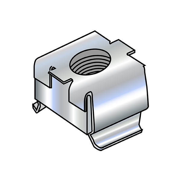 Cage Nut, M6, Square Shape, Steel, Zinc Plated Finish, 1000 PK