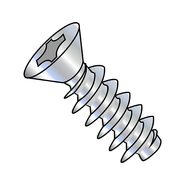 Thread Cutting Screw, M5-2.24 x 16 mm, Zinc Plated Steel Flat Head Phillips Drive, 3000 PK