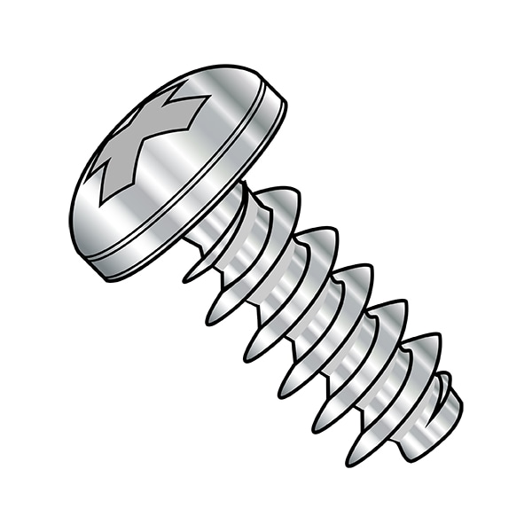 Thread Cutting Screw, M4-1.79 x 8 mm, 316 Stainless Steel Pan Head Phillips Drive, 4000 PK