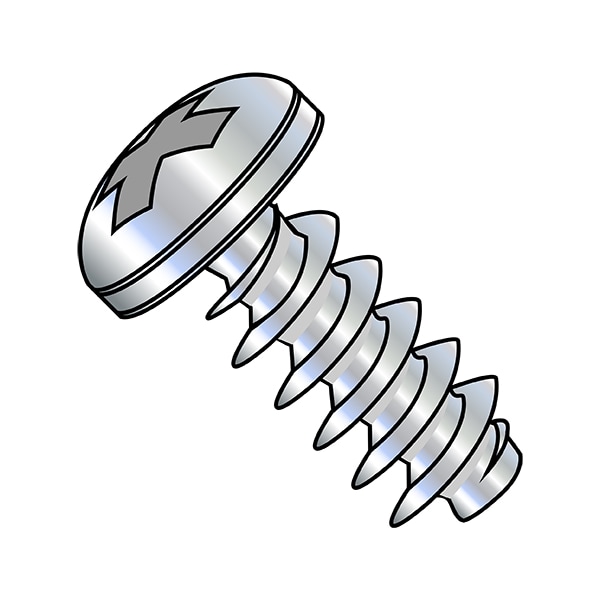 Thread Cutting Screw, M5-2.24 x 30 mm, Zinc Plated Steel Pan Head Phillips Drive, 2000 PK