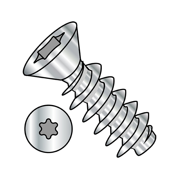 Thread Cutting Screw, M3.5-1.57 x 16 mm, Plain 316 Stainless Steel Flat Head Torx Drive, 3500 PK