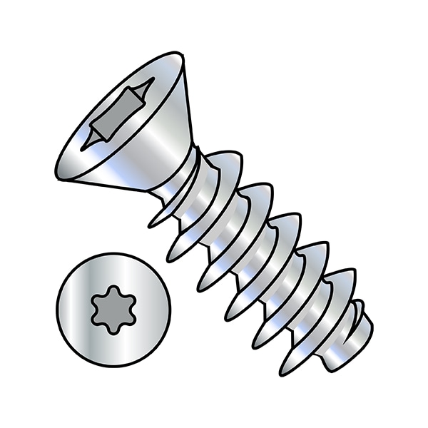 Thread Cutting Screw, M5-2.24 x 8 mm, Zinc Plated Steel Flat Head Torx Drive, 3000 PK