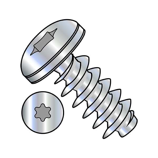 Thread Cutting Screw, M5-2.24 x 30 mm, Zinc Plated Steel Pan Head Torx Drive, 2000 PK