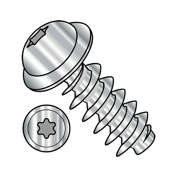Thread Cutting Screw, M5-2.24 x 16 mm, Plain 316 Stainless Steel Flange Round Head Torx Drive