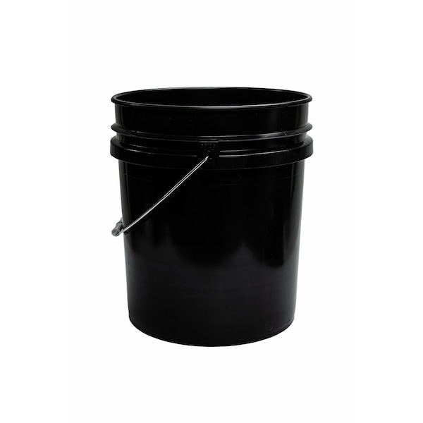Open Head Plastic Pail, 5 Gallon, Black