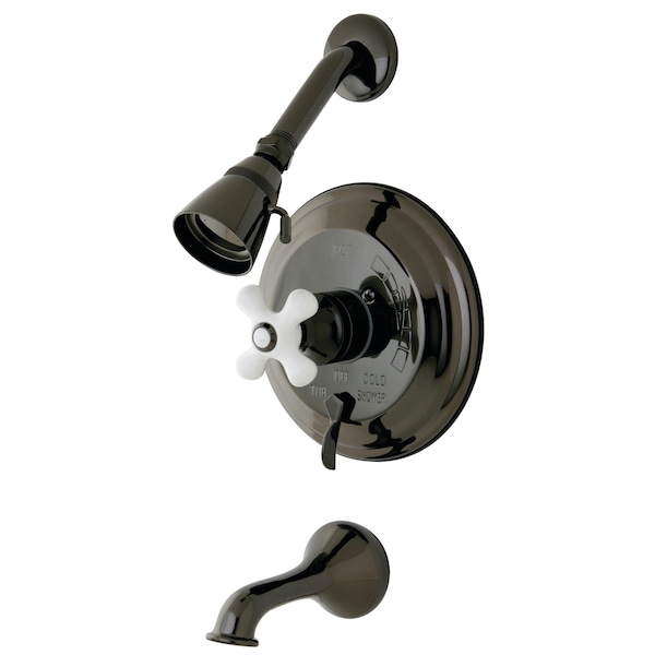 NB36300PX Pressure BalancedTub/Shower Faucet w/Porcelain Cross Handle
