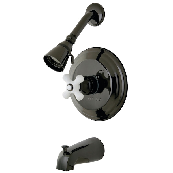 NB3630PX Pressure Balanced Tub/Shower Faucet w/Porcelain Cross Handle
