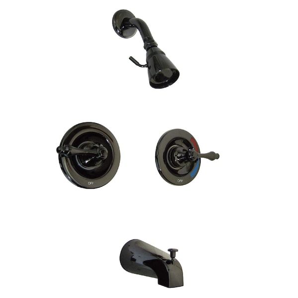 Tub and Shower Faucet, Standard, 4, Wall Mount, Black Stainless Steel