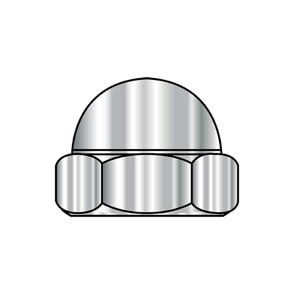 Low Crown Cap Nut, #4-40, Stainless Steel, 0.2 in H, 500 PK
