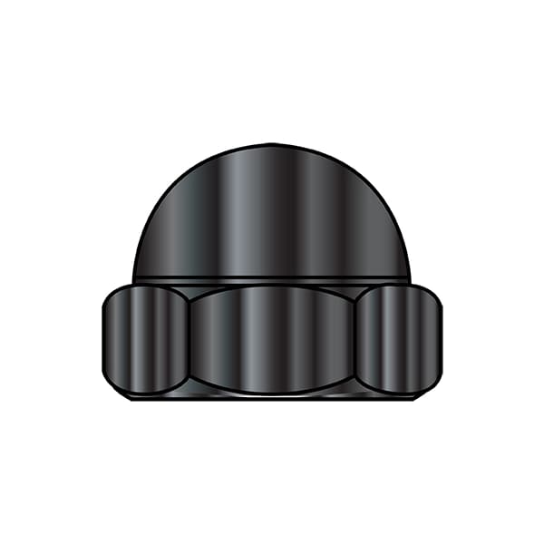 Low Crown Cap Nut, #10-32, Steel, Zinc Plated, 0.291 in H, 2000 PK