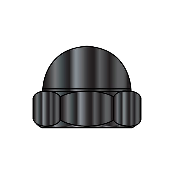 Low Crown Cap Nut, 5/8"-11, Steel, Black Oxide, 0.807 in H, 200 PK