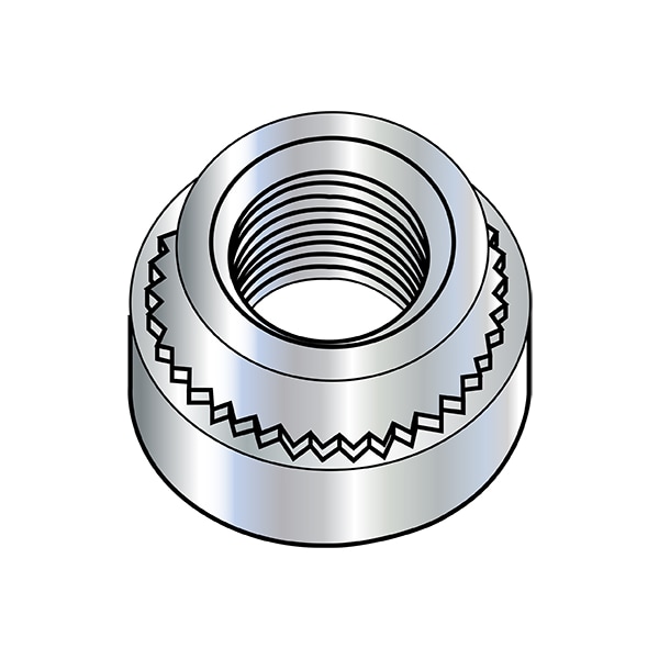 Self Clinching Lock Nut, #12-24, Steel, Zinc Plated, 5000 PK