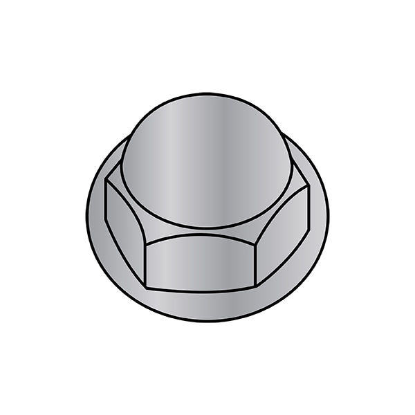 Cap Nut, 3/8"-16, Zinc Alloy, 17/32 in H, 500 PK