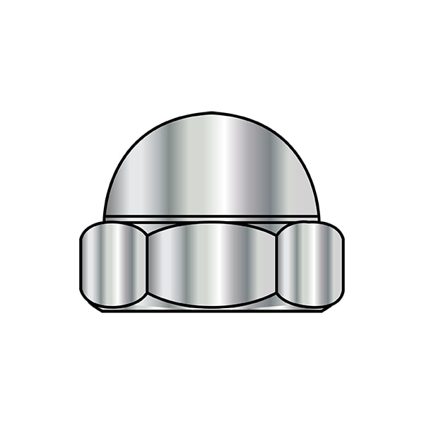 Low Crown Cap Nut, 5/16"-24, Steel, Nickel Plated, 0.385 in H, 1000 PK