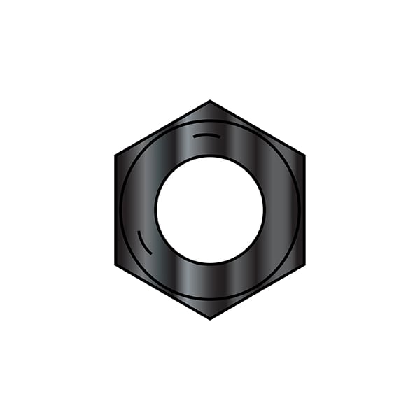 Hex Nut, 3/8"-16, Steel, Grade 5, Black Oxide, 21/64 in Ht, 2000 PK