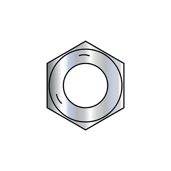 Hex Nut, 9/16"-12, Steel, Grade 5, Zinc Plated, 31/64 in Ht, 500 PK