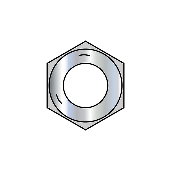Hex Nut, 9/16"-18, Steel, Grade 5, Zinc Plated, 31/64 in Ht, 500 PK