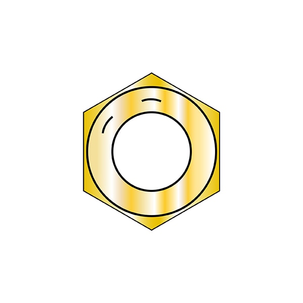 Hex Nut, 9/16"-12, Steel, Grade 8, Zinc Yellow, 31/64 in Ht, 500 PK