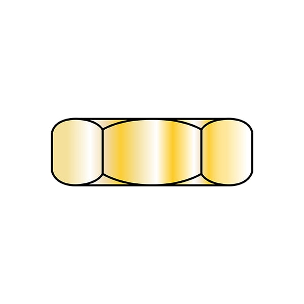 Machine Screw Nut, #8-32, Steel, Zinc Yellow, 3/32 in Ht, 10000 PK