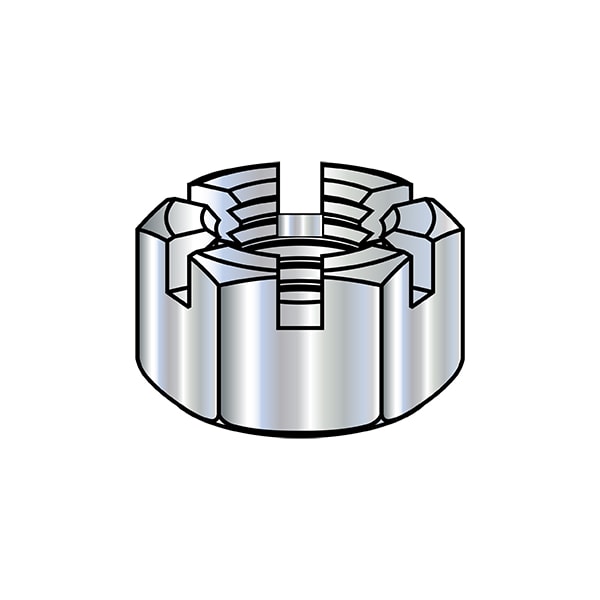 Hex Nut, 9/16"-12, Steel, Zinc Plated, 31/64  in Ht, 250 PK