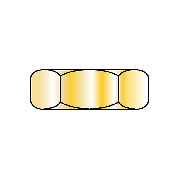 Machine Screw Nut, #8-32, Steel, Zinc Yellow, 1/8 in Ht, 10000 PK