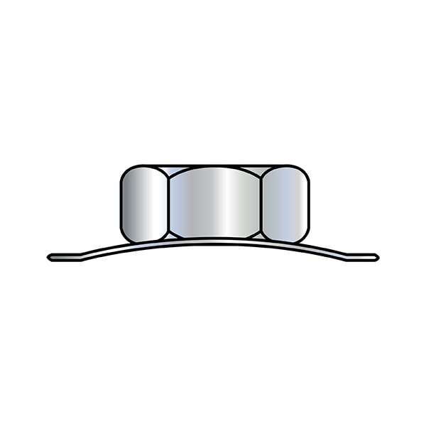 Conical K-Lock Lock Nut, 3/8"-16, Steel, Zinc Plated, 0.32 in Ht, 1000 PK