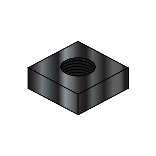 1/4-20 SQUARE MS NUT BLK OX, PK3000