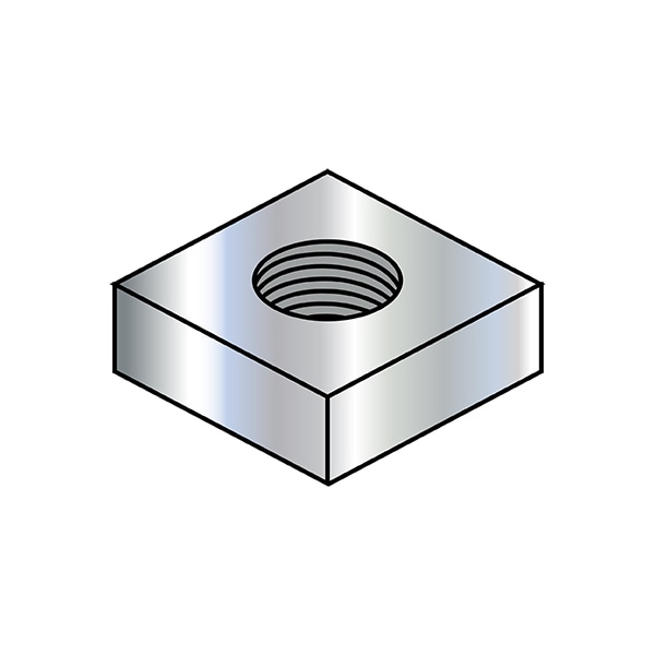 1/4-20 SQUARE MS NUT ZINC, PK3000