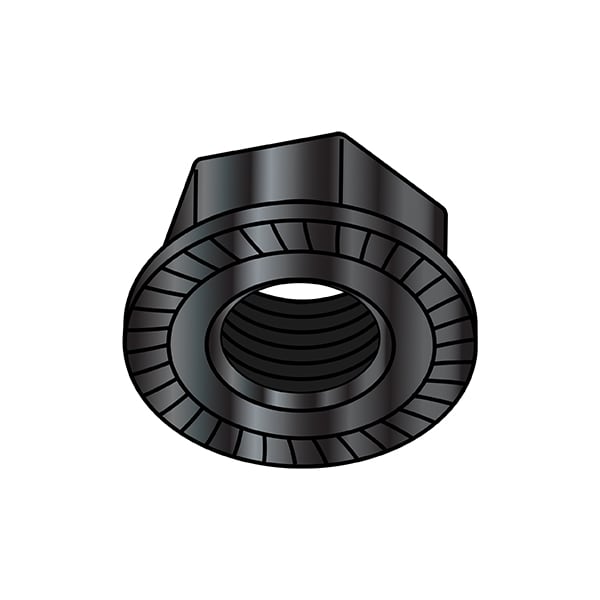 Lock Nut, 3/8"-16, Steel, Case Hardened, Black Zinc, 0.23 in Ht, 1000 PK