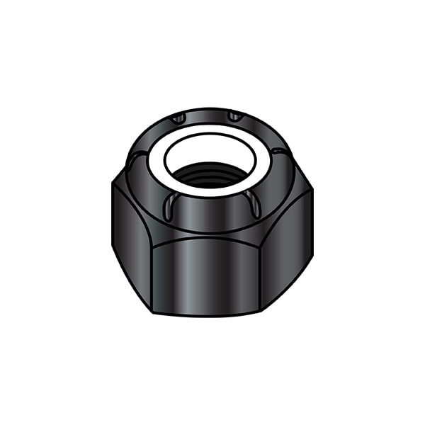 Nylon Insert Lock Nut, #10-24, 18-8 Stainless Steel, Not Graded, Black Oxide and Oil, 0.14 in Ht