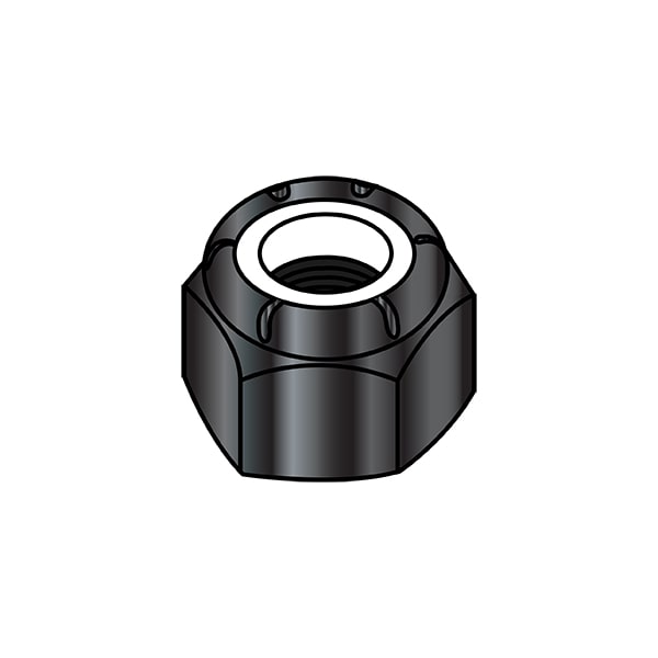 Nylon Insert Lock Nut, #6-32, Nylon, Black Oxide, 0.103 in Ht, 2000 PK