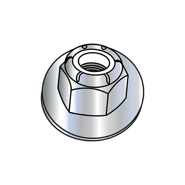 Flange Nut, 1/2"-13, Nylon, Zinc Plated, 0.75 in Hex Wd, 300 PK
