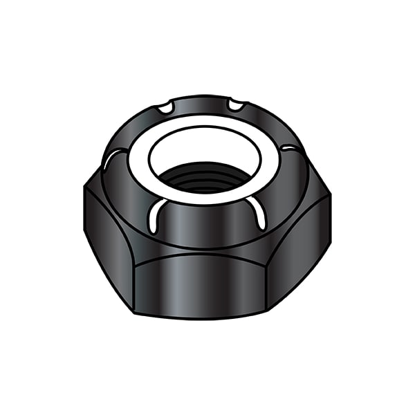 Nylon Insert Lock Nut, #6-32, Nylon, Black Oxide, 0.103 in Ht, 4000 PK