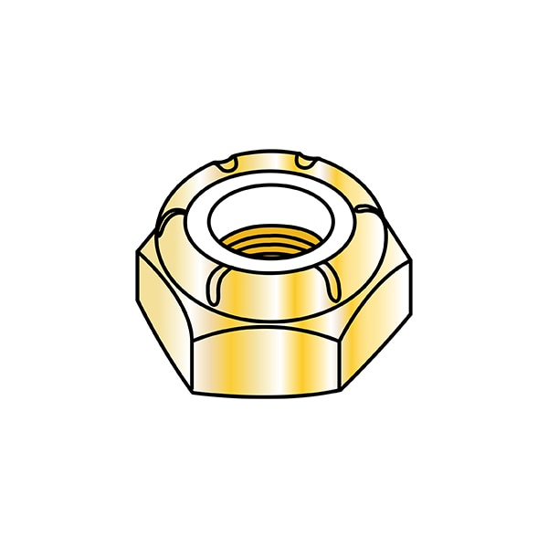 Lock Nut, 5/16"-18, Nylon, Yellow Zinc, 0.25 in Ht, 2000 PK