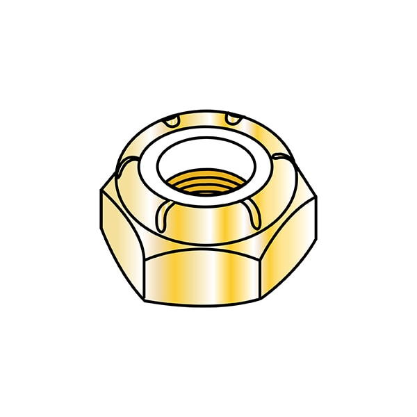 Nylon Insert Lock Nut, 1"-14, Nylon, Yellow Zinc, 0.825 in Ht, 50 PK