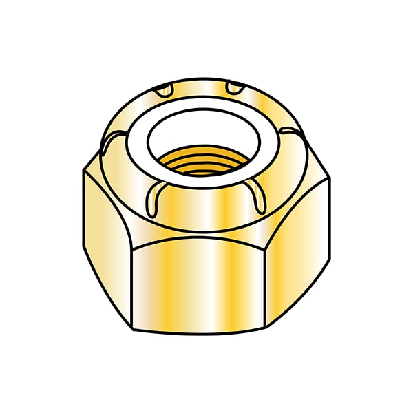 Nylon Insert Lock Nut, #4-40, Nylon, Yellow Zinc, 0.081 in Ht, 2000 PK