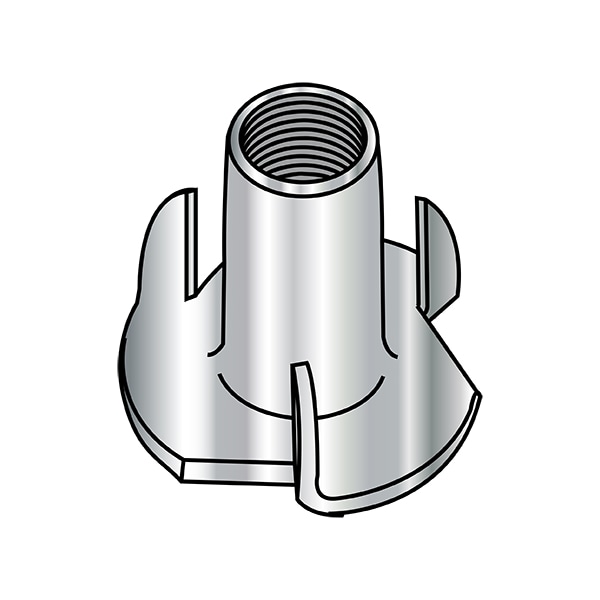 T-Nut, 3 Prongs, #8-32, 18-8 Stainless Steel, Plain, 1000 PK