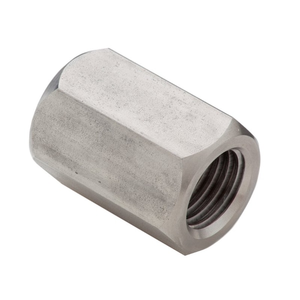 Coupling Nut, 1/2"-13 and 1"-8, Stainless Steel, Grade 18-8, Plain, 2-1/2 in Lg, 1-3/8 in Hex Wd