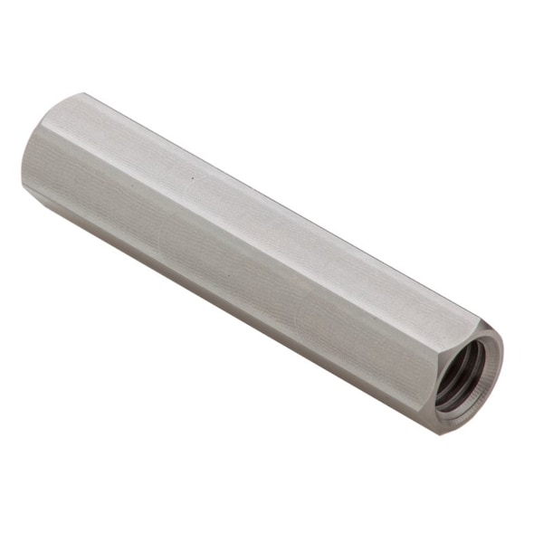 Coupling Nut, 1/2"-13, 18-8 Stainless Steel, Not Graded, Plain, 1/2 in Lg, 5/8 in Hex Wd