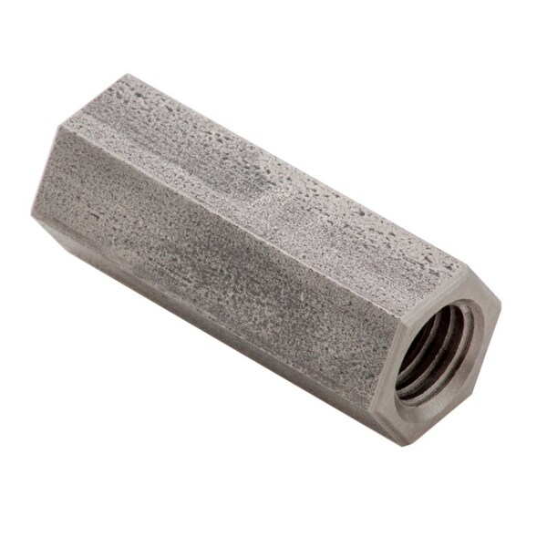 Coupling Nut, 9/16"-12, Stainless Steel, Grade 18-8, Plain, 2-1/8 in Lg, 13/16 in Hex Wd