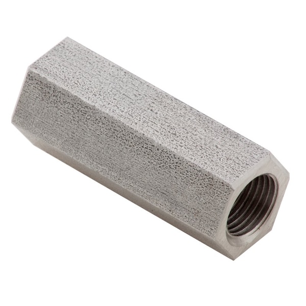 Coupling Nut, 9/16"-18, Stainless Steel, Grade 18-8, Plain, 2-1/8 in Lg, 13/16 in Hex Wd