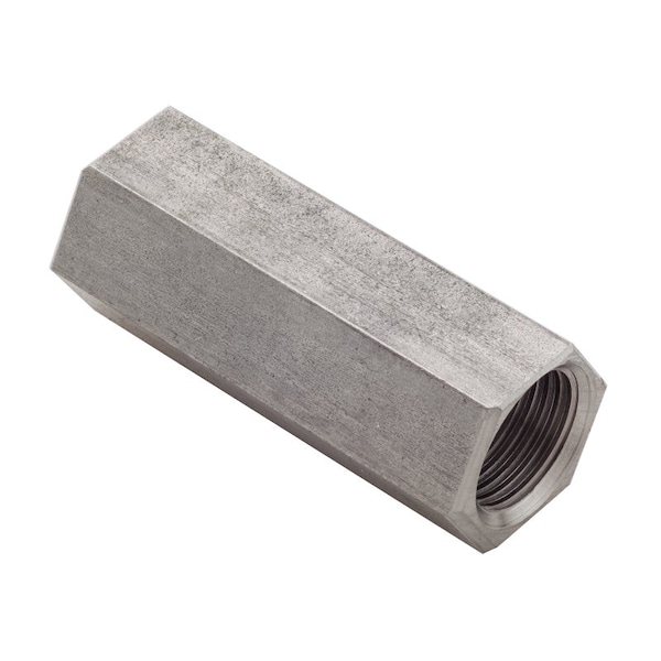Coupling Nut, 5/8"-18, Stainless Steel, Grade 316, Plain, 2-1/8 in Lg, 13/16 in Hex Wd