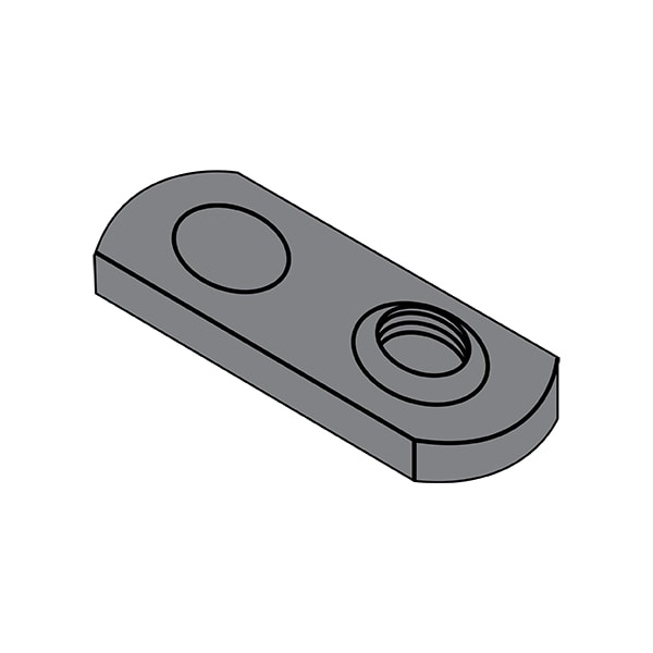 Tab Weld Nut, #8-32, Steel, 0.453 in Wd, 0.64 in Lg, 0.098 in Ht, 1000 PK