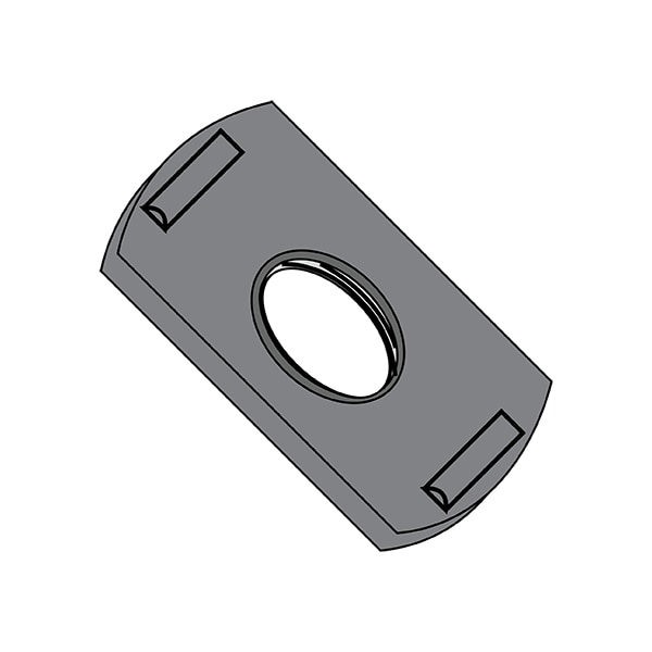 Tab Weld Nut, 1/4"-20, Steel, 0.52 in Wd, 0.827 in Lg, 0.128 in Ht, 1000 PK