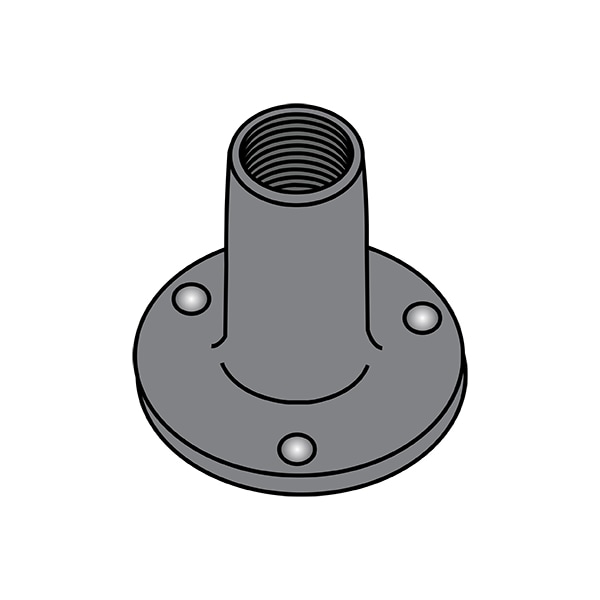Round Weld Nut, #10-24, Steel, 0.054 in Ht, 1000 PK