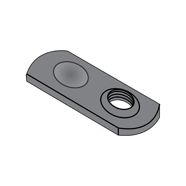 Tab Weld Nut, 1/4"-20, Steel, 0.448 in Wd, 0.953 in Lg, 0.097 in Ht, 1000 PK